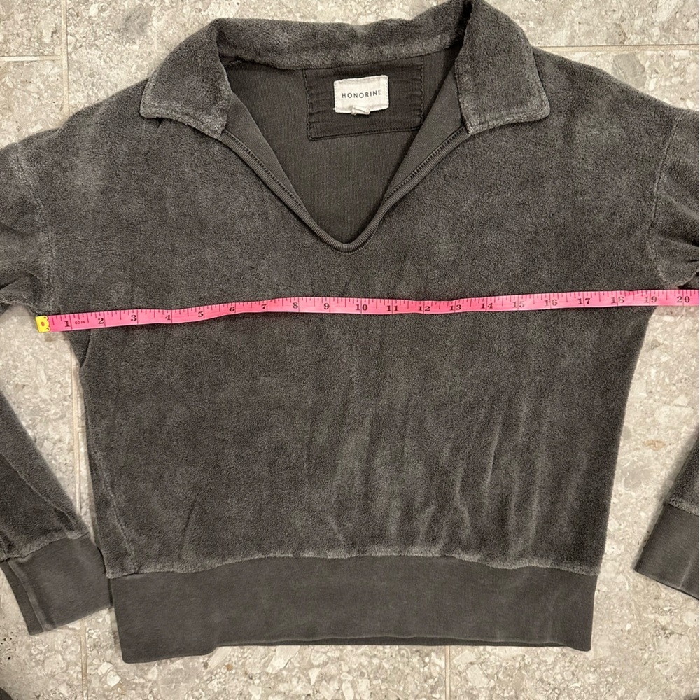 Honorine Hunter Polo Sweatshirt women’s size XS cropped grey Sherpa fleece top - Picture 6 of 6